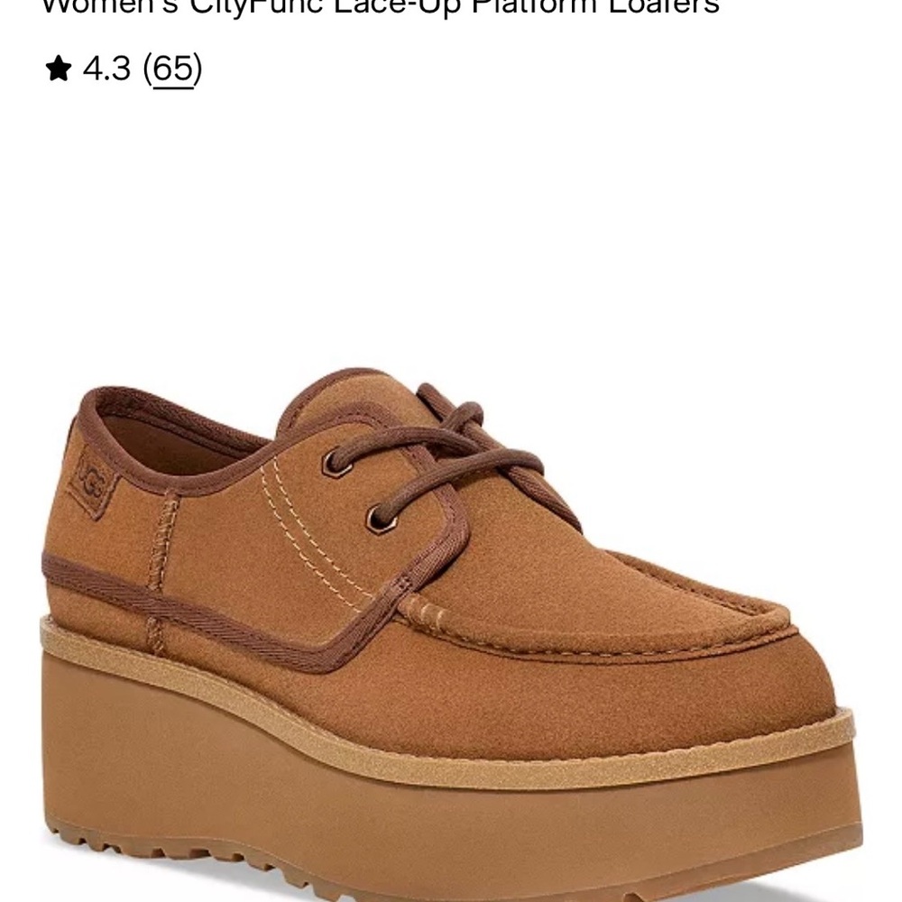 UGG Tan Platform Lace-Up Loafers